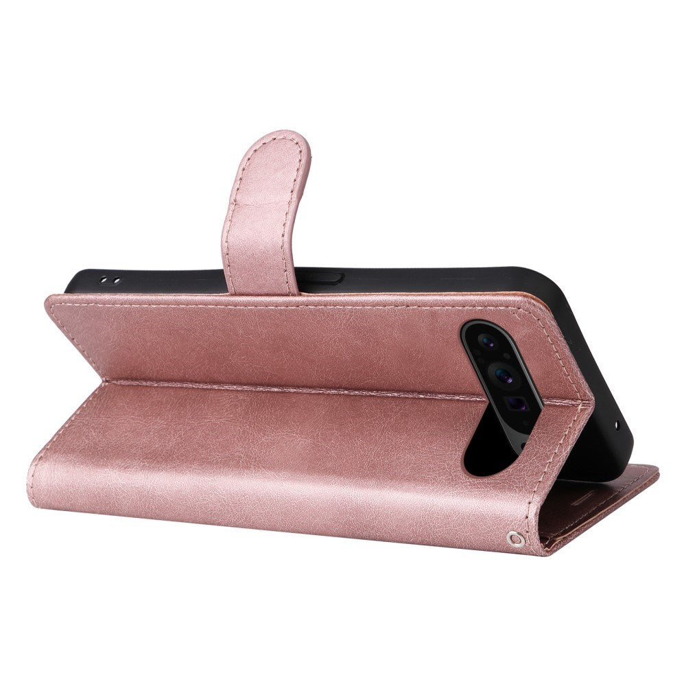 EIDERWOOD Google Pixel 9 Pro XL Læder Flip Cover m. Pung og Strop - Rose Gold