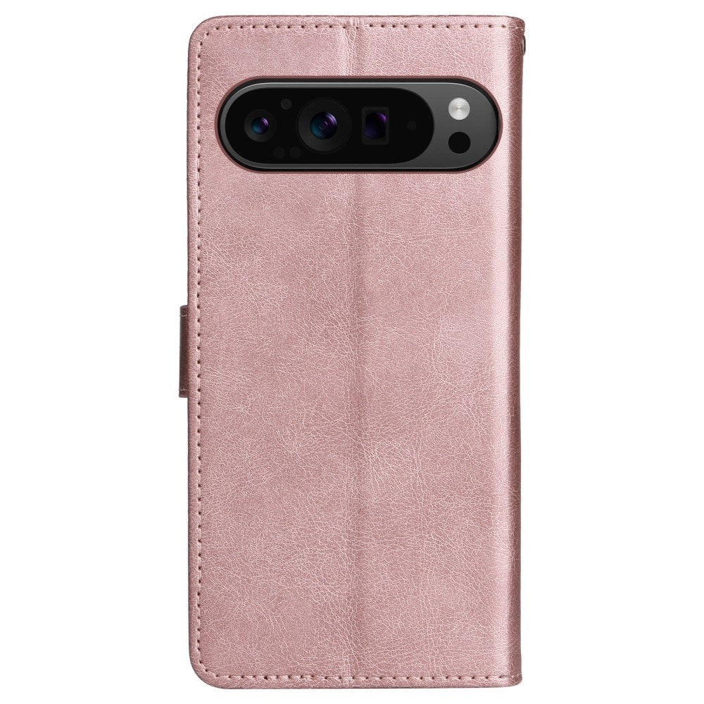 EIDERWOOD Google Pixel 9 Pro XL Læder Flip Cover m. Pung og Strop - Rose Gold