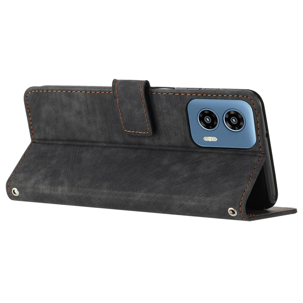 EIDERWOOD Motorola Moto G Play 5G (2024) Læder Flip Cover m. Pung og Strop - Sort