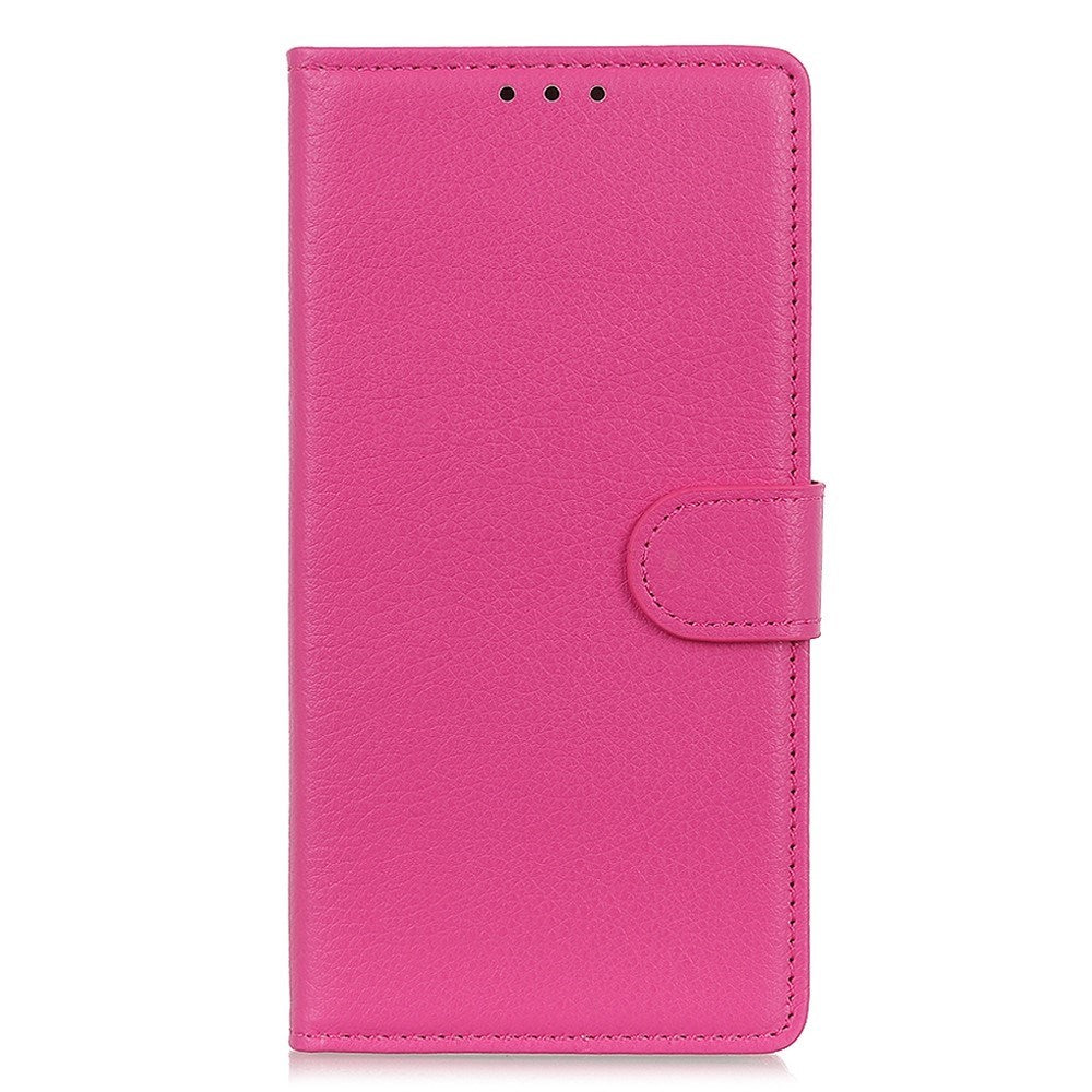 EIDERWOOD Stående Telefonbeskyttelse med Litchi Tekstur til Motorola Moto E14 4G / G04 4G / G04s 4G / G24 4G - Pink