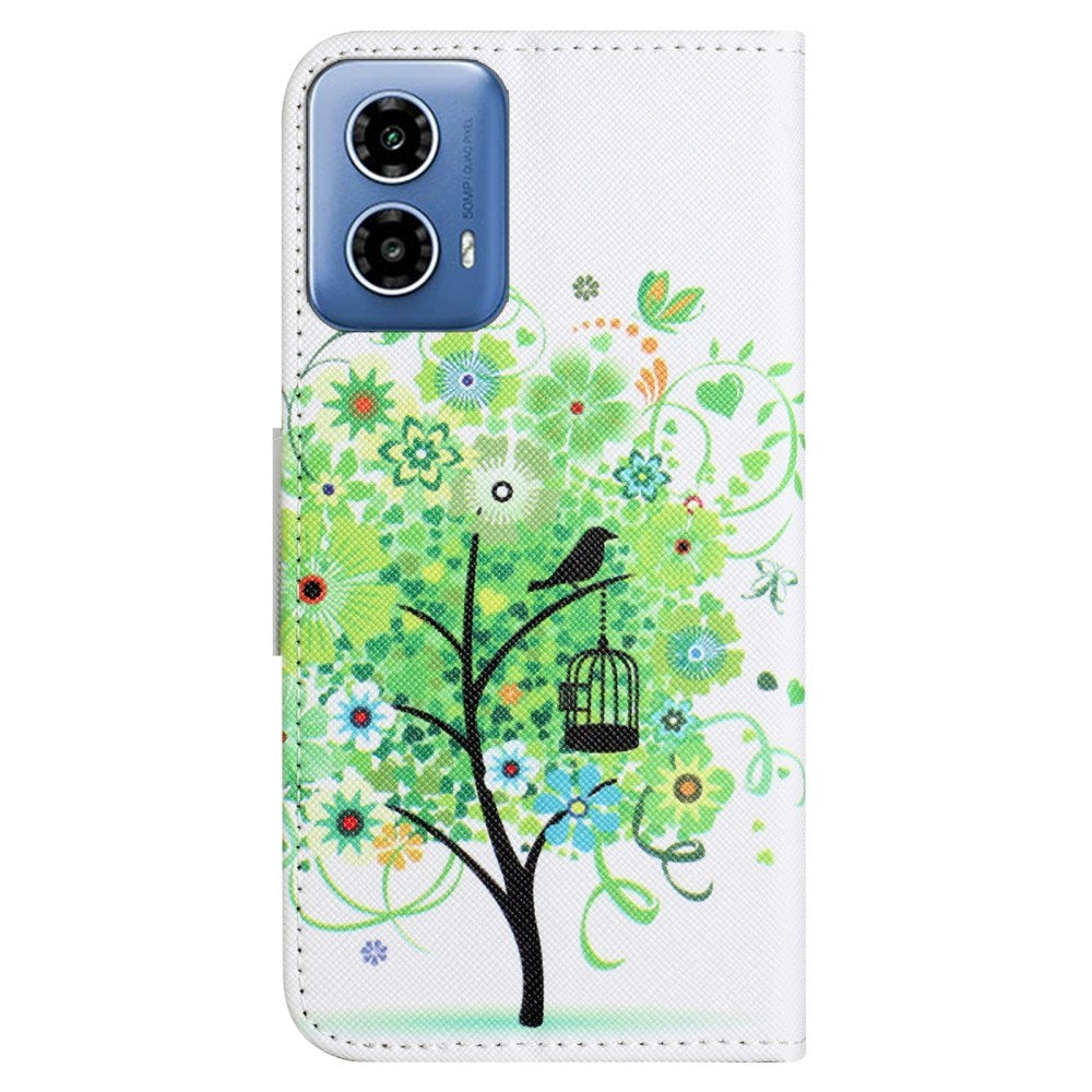 EIDERWOOD Motorola Moto G24 Power Læder Flip Cover m. Pung & Print - Grønt Træ