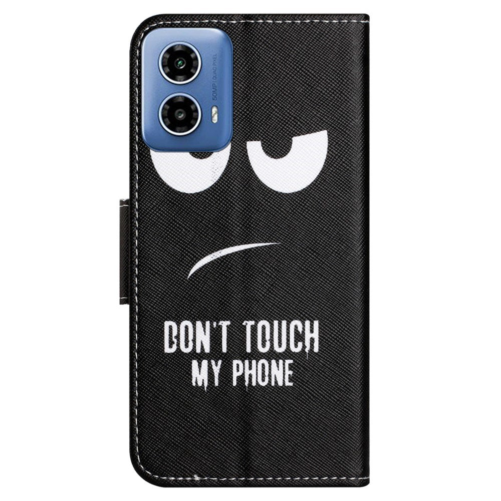 EIDERWOOD Motorola Moto G24 Power Læder Flip Cover m. Pung & Print - "Don't Touch My Phone"