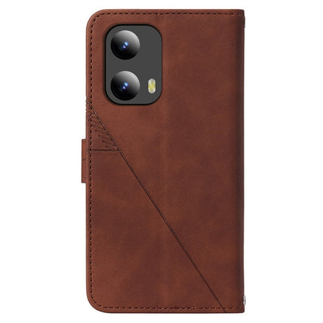 EIDERWOOD Motorola Moto G Play 5G (2024) Blødt Læder Flip Cover m. Pung - Geometri Mønster - Brun