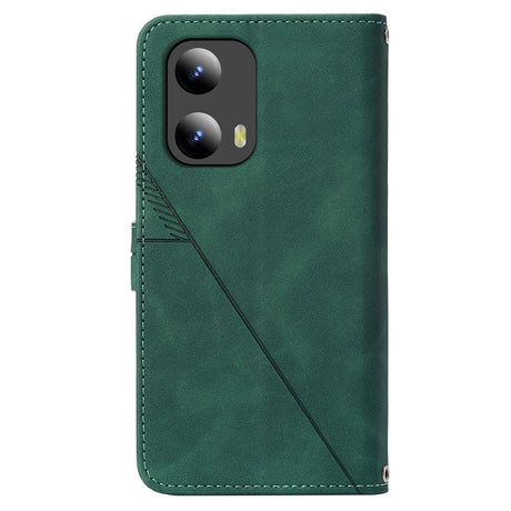 EIDERWOOD Motorola Moto G Play 5G (2024) Blødt Læder Flip Cover m. Pung - Geometri Mønster - Mørkegrøn