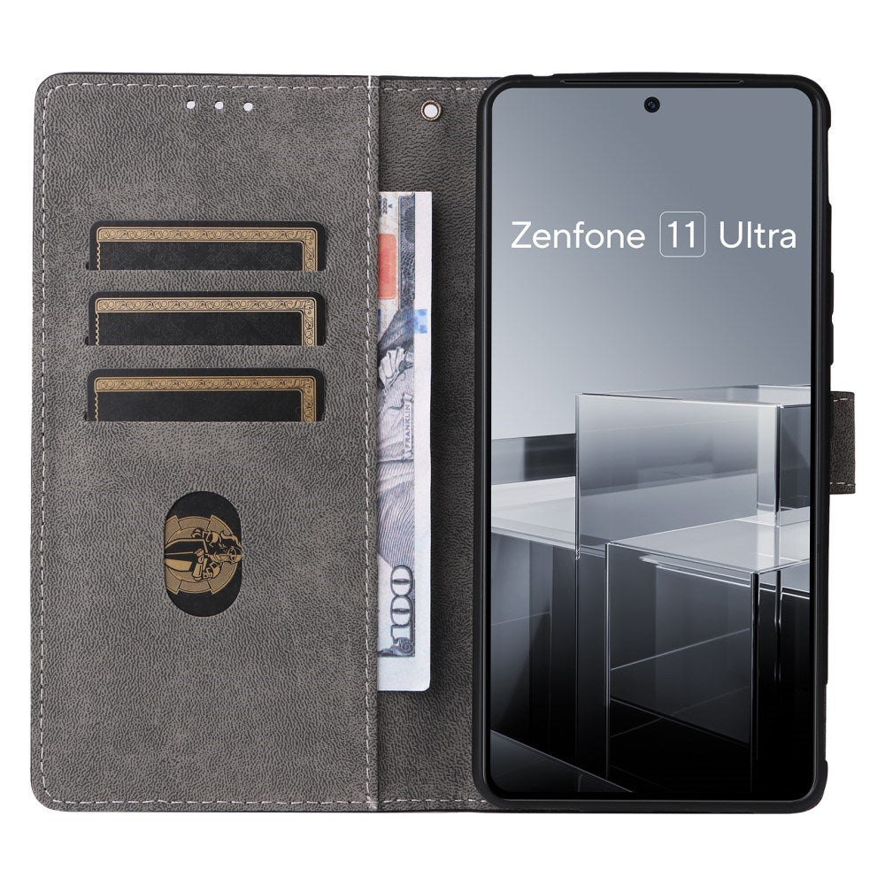 EIDERWOOD Asus Zenfone 11 Ultra Læder Flip Cover m. Pung og Strop - Sort