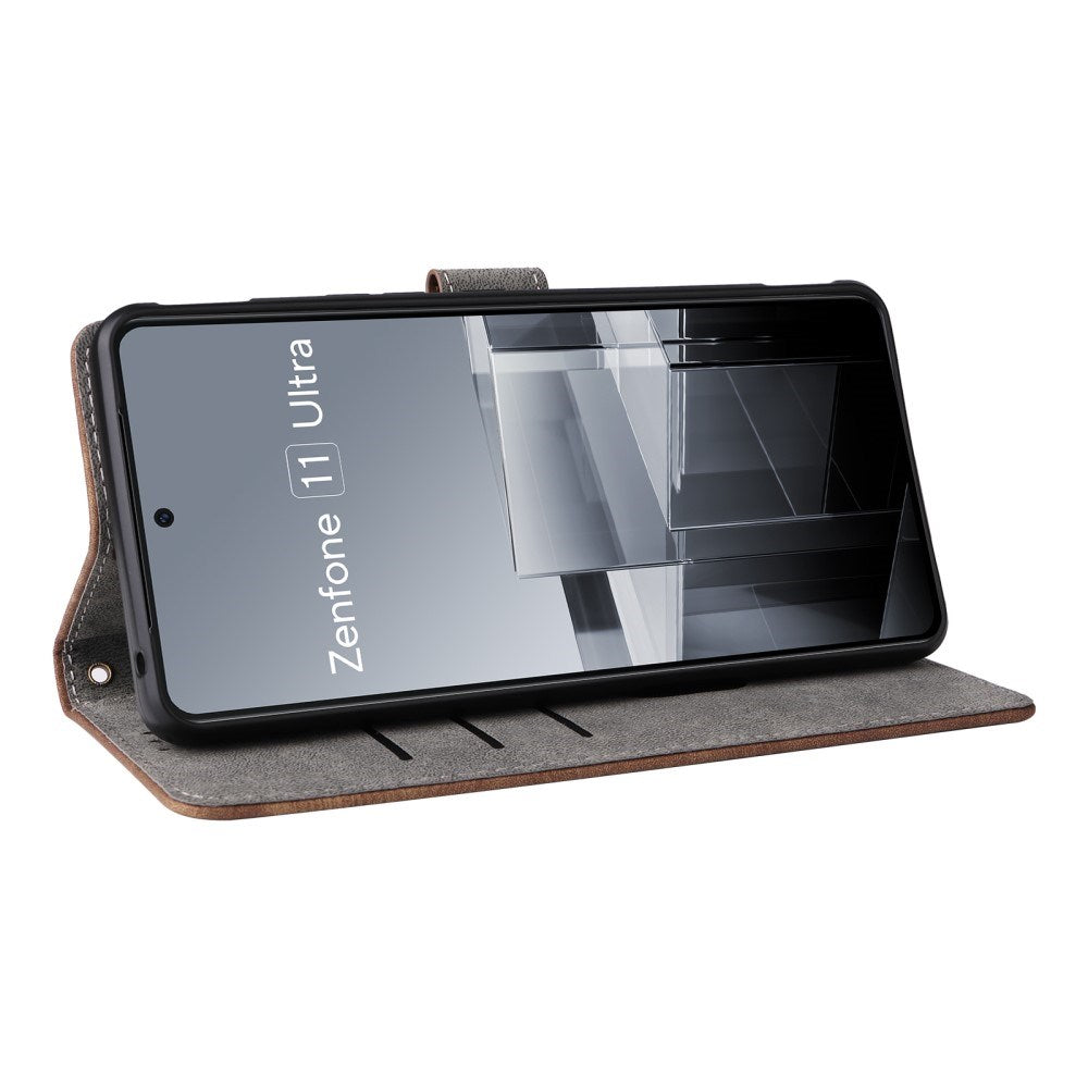 EIDERWOOD Asus Zenfone 11 Ultra Læder Flip Cover m. Pung og Strop - Brun