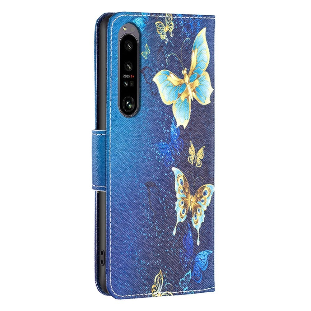 EIDERWOOD Sony Xperia 1 VI Læder Flip Cover m. Pung & Ståfunktion - Blå med Sommerfugle