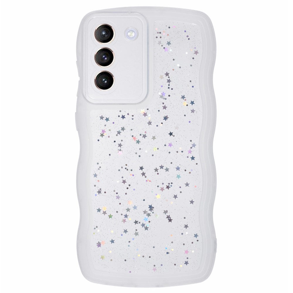 Samsung Galaxy S22+ (Plus) - EIDERWOOD Fleksibelt Plastik Wavy Bagside Cover m. Glimmer - Gennemsigtig / Hvid