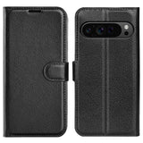 EIDERWOOD Google Pixel 9 Pro XL Litchi Læder Flip Cover m. Pung - Sort