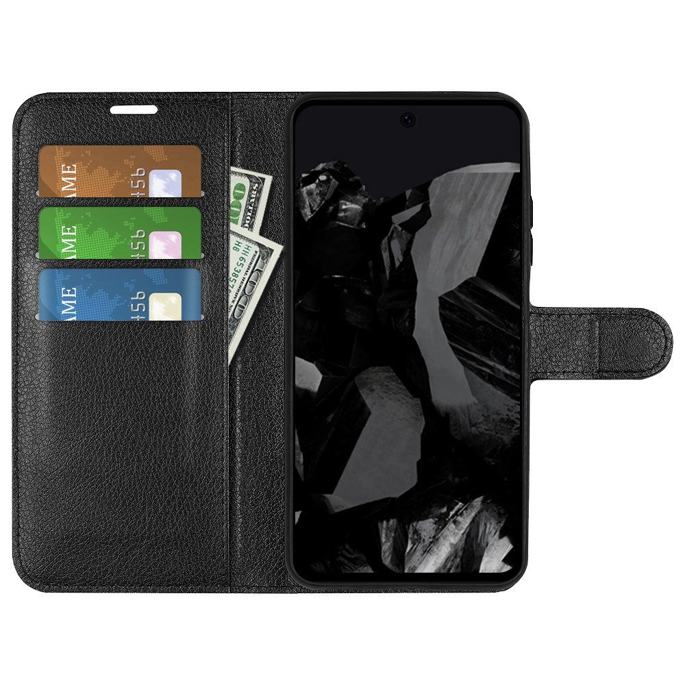 EIDERWOOD Google Pixel 9 Pro XL Litchi Læder Flip Cover m. Pung - Sort