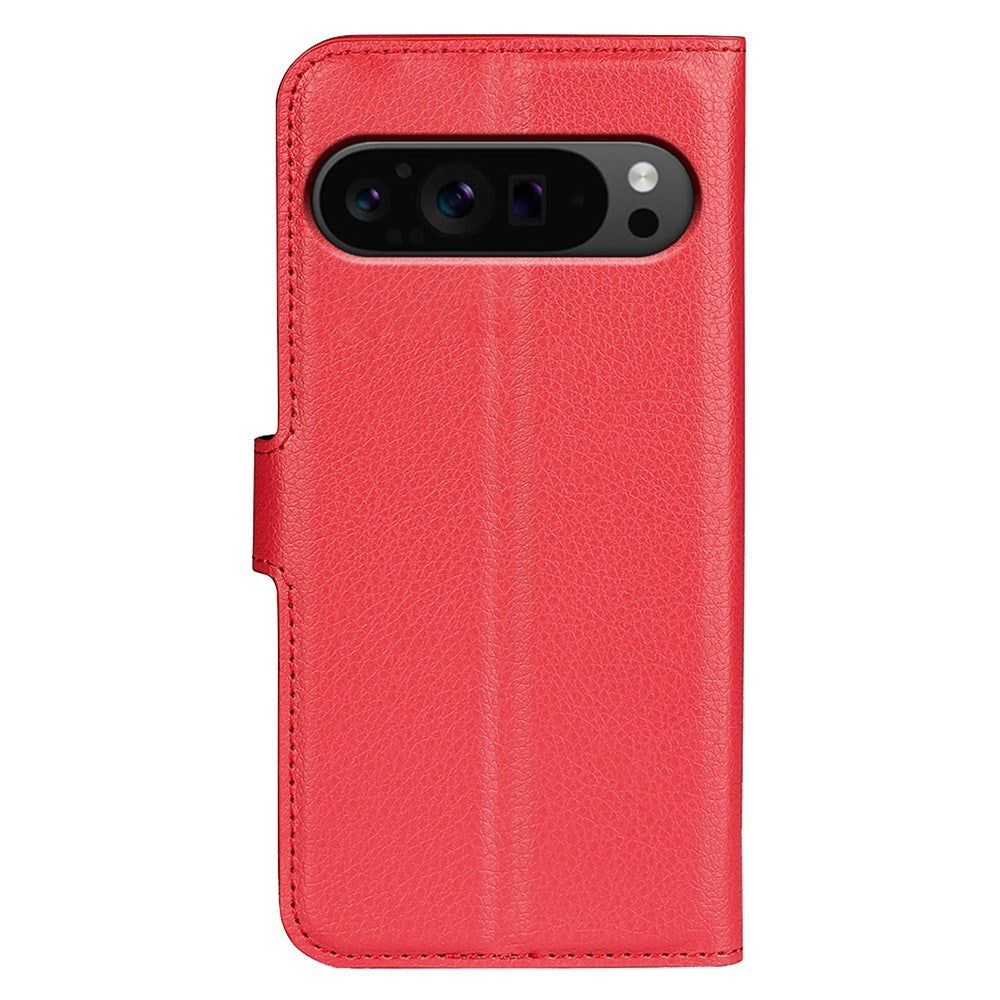 EIDERWOOD Google Pixel 9 Pro XL Litchi Læder Flip Cover m. Pung - Rød