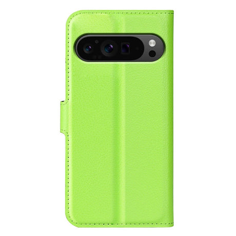 EIDERWOOD Google Pixel 9 Pro XL Litchi Læder Flip Cover m. Pung - Grøn