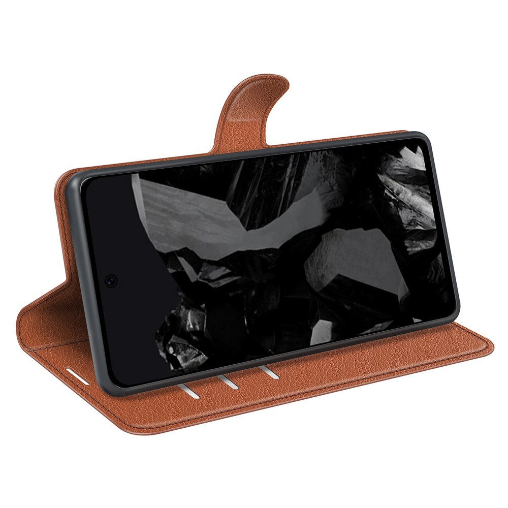 EIDERWOOD Google Pixel 9 Pro XL Litchi Læder Flip Cover m. Pung - Brun