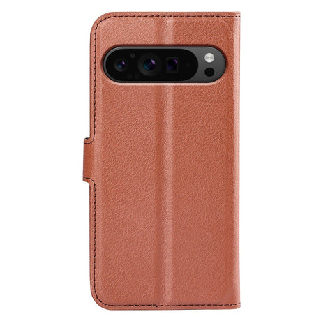 EIDERWOOD Google Pixel 9 Pro XL Litchi Læder Flip Cover m. Pung - Brun