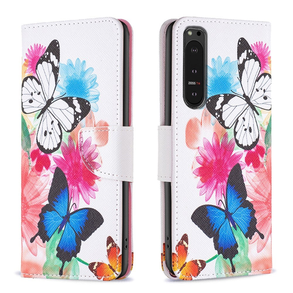 EIDERWOOD Sony Xperia 10 VI Læder Flip Cover m. Pung & Ståfunktion - To Sommerfugle