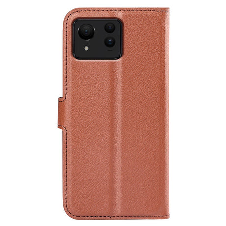 EIDERWOOD Asus Zenfone 11 Ultra Kunst Litchi Læder Flip Cover m. Pung & Ståfunktion - Brun