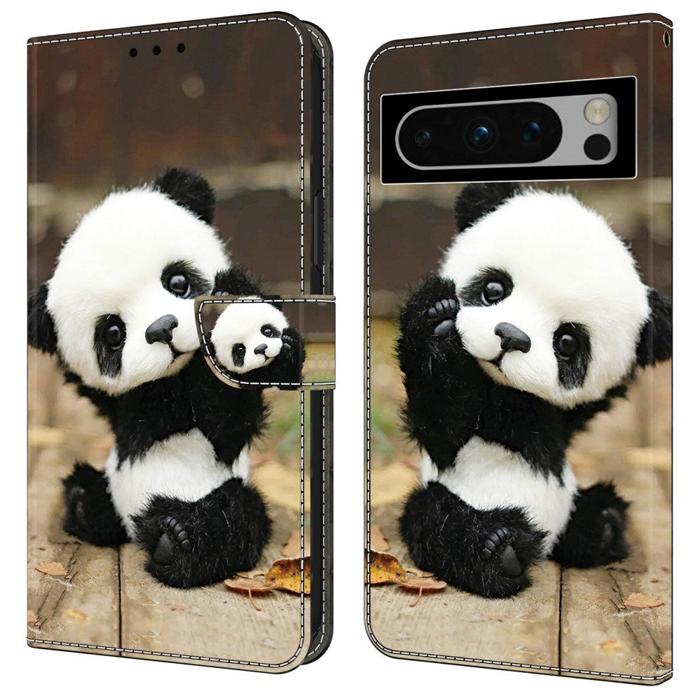 EIDERWOOD Google Pixel 9 Pro XL Læder Flip Cover m. Pung & Ståfunktion - Panda