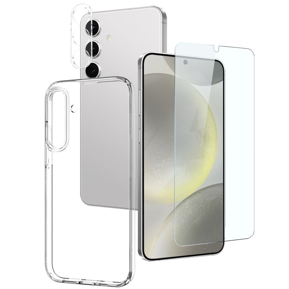 Samsung Galaxy S24 NORTHJO 360° Protection Set inkl. Cover & Skærmbeskyttelse & Kameralinsebeskyttelse - Gennemsigtig