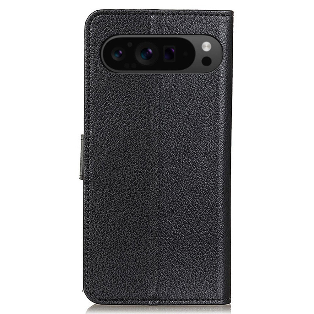 EIDERWOOD Google Pixel 10 / 10 Pro / 9 / 9 Pro Litchi Kunstlæder Cover m. Pung - Sort