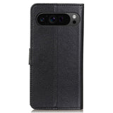 EIDERWOOD Google Pixel 10 / 10 Pro / 9 / 9 Pro Litchi Kunstlæder Cover m. Pung - Sort