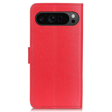 EIDERWOOD Google Pixel 10 / 10 Pro / 9 / 9 Pro Litchi Kunstlæder Cover m. Pung - Rød