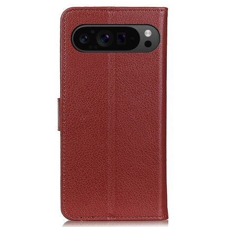EIDERWOOD Google Pixel 10 / 10 Pro / 9 / 9 Pro Litchi Kunstlæder Cover m. Pung - Brun