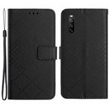 EIDERWOOD Sony Xperia 10 VI Læder Flip Cover m. Pung & Strop - Rombe Indgravering - Sort