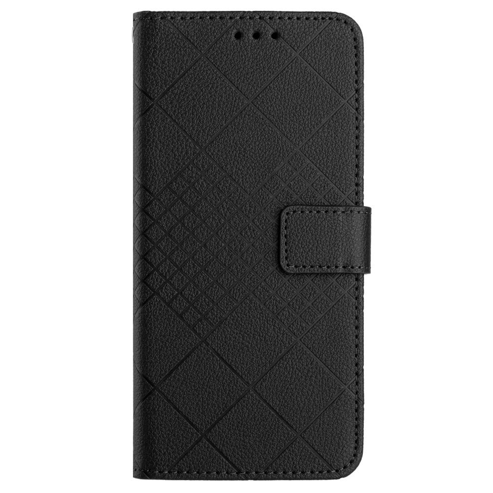 EIDERWOOD Sony Xperia 10 VI Læder Flip Cover m. Pung & Strop - Rombe Indgravering - Sort