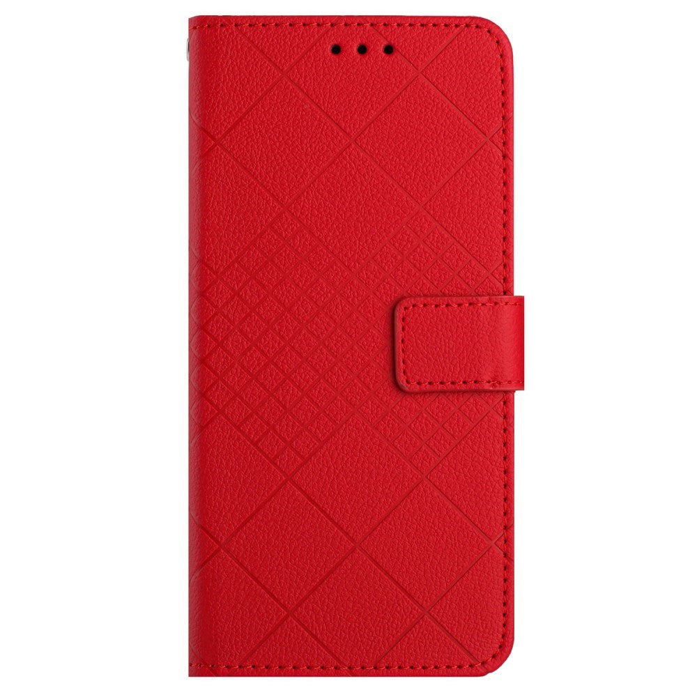 EIDERWOOD Sony Xperia 10 VI Læder Flip Cover m. Pung & Strop - Rombe Indgravering - Rød