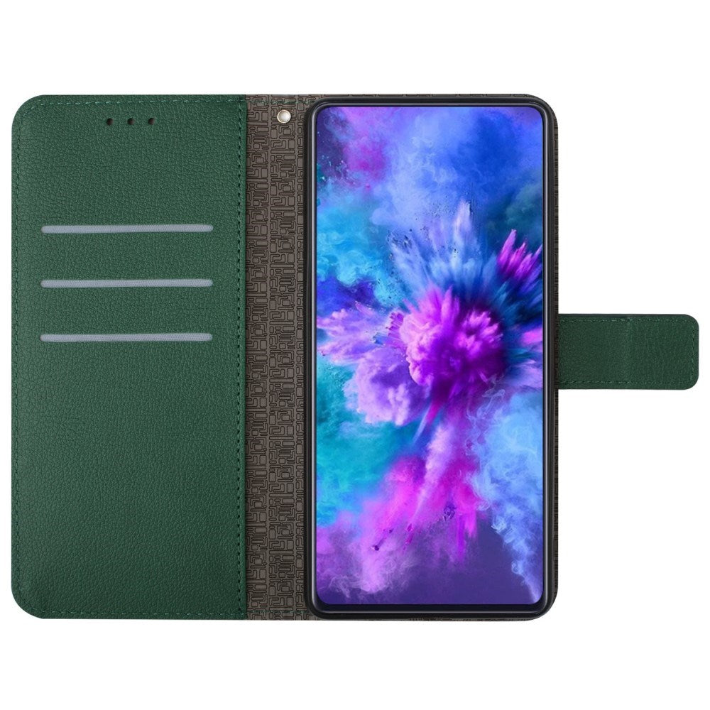 EIDERWOOD Sony Xperia 10 VI Læder Flip Cover m. Pung & Strop - Rombe Indgravering - Grøn