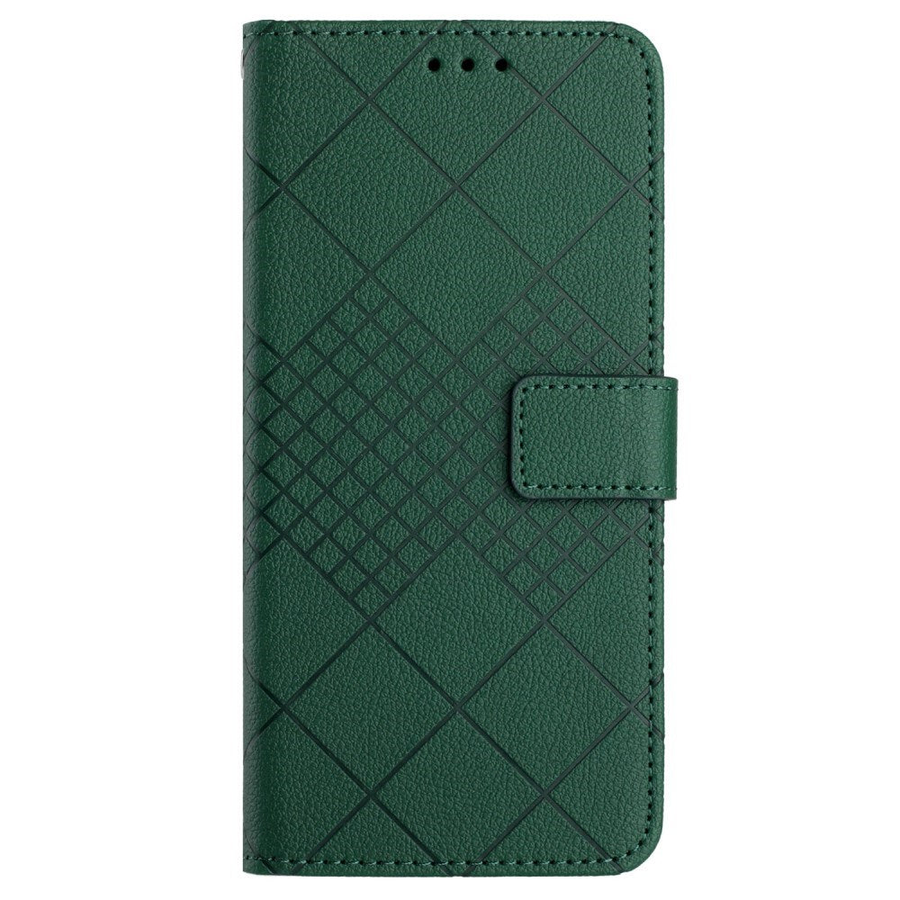 EIDERWOOD Sony Xperia 10 VI Læder Flip Cover m. Pung & Strop - Rombe Indgravering - Grøn