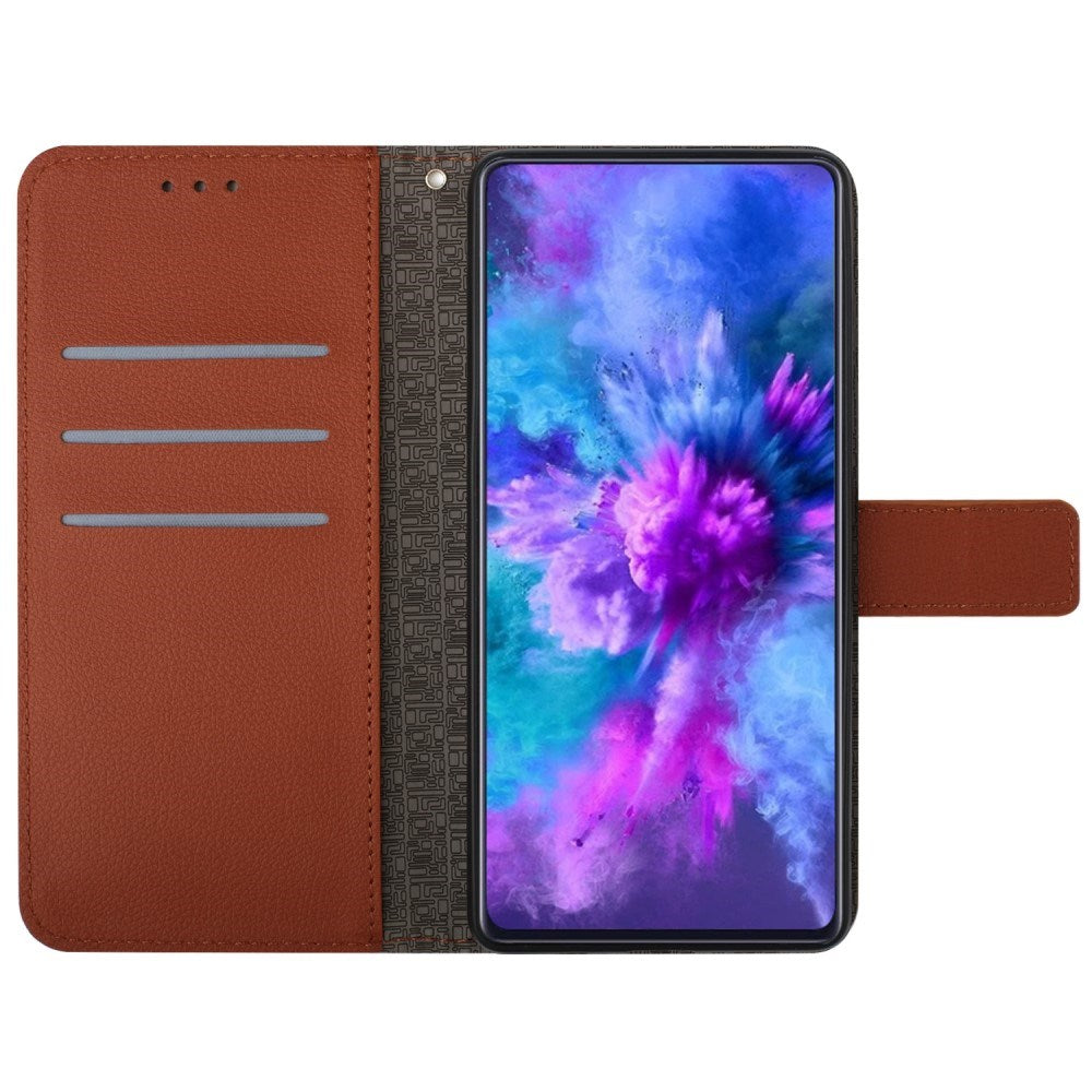 EIDERWOOD Sony Xperia 10 VI Læder Flip Cover m. Pung & Strop - Rombe Indgravering - Brun