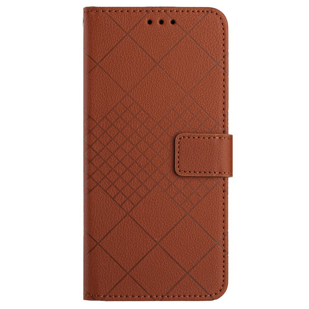 EIDERWOOD Sony Xperia 10 VI Læder Flip Cover m. Pung & Strop - Rombe Indgravering - Brun