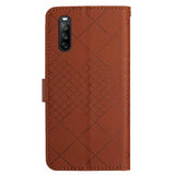 EIDERWOOD Sony Xperia 10 VI Læder Flip Cover m. Pung & Strop - Rombe Indgravering - Brun