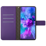 EIDERWOOD Sony Xperia 10 VI Læder Flip Cover m. Pung & Strop - Rombe Indgravering - Lilla