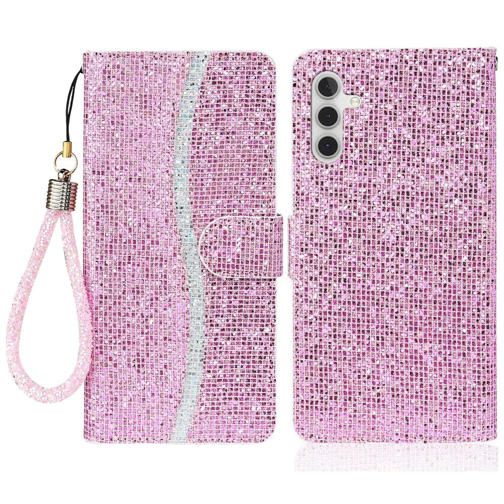 EIDERWOOD Samsung Galaxy S24 / S25 Glimmer Flip Cover - Kortholder og Ståfunktion - Lyserød