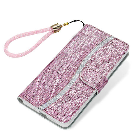 EIDERWOOD Samsung Galaxy S24 / S25 Glimmer Flip Cover - Kortholder og Ståfunktion - Lyserød