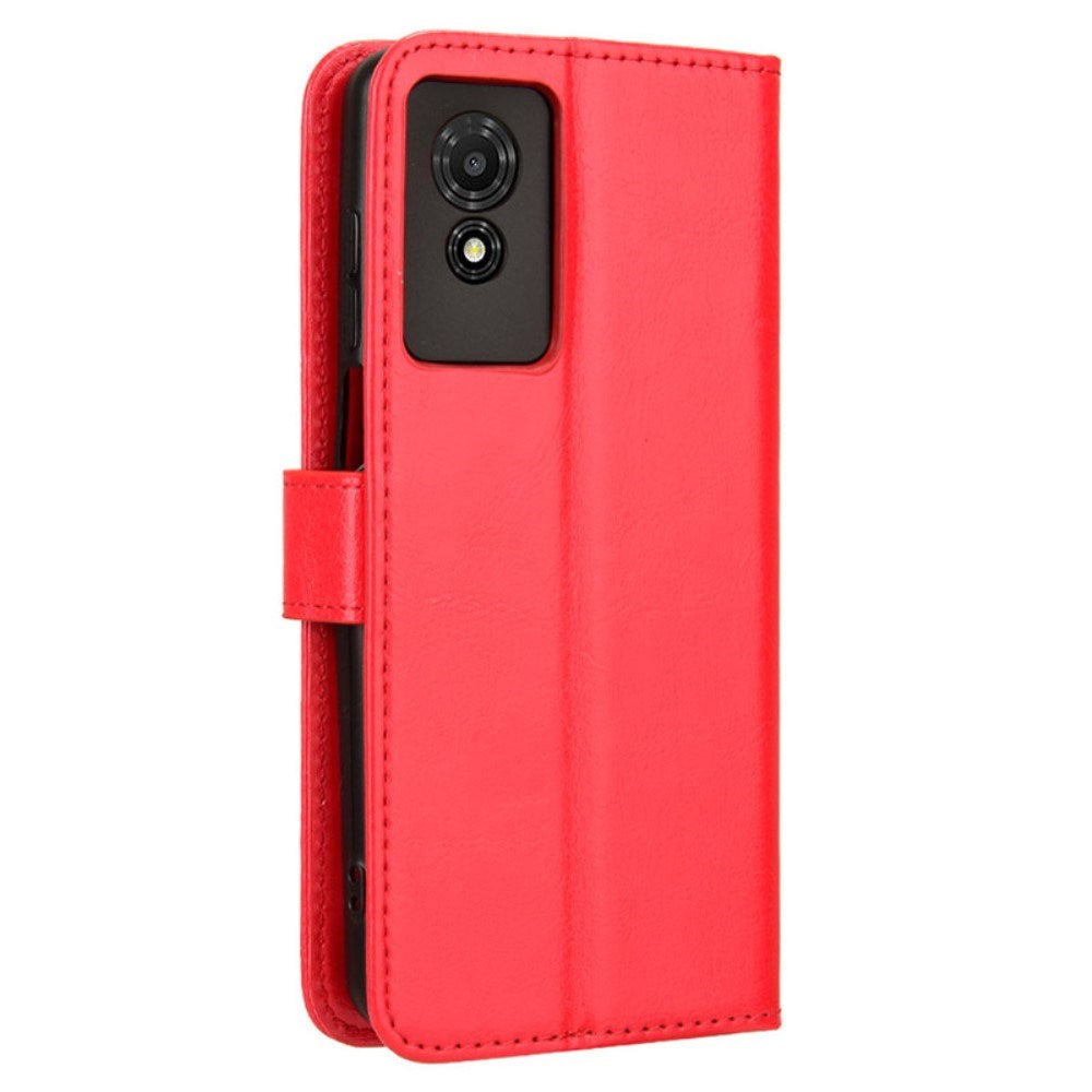 EIDERWOOD TCL 501 Blankt Kunstlæder Flip Cover m. Pung & Strop - Rød