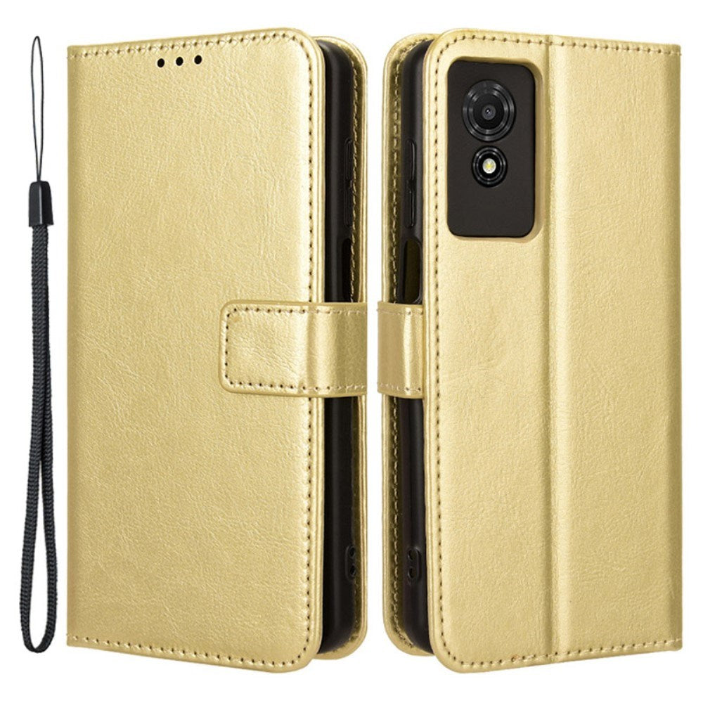 EIDERWOOD TCL 501 Blankt Kunstlæder Flip Cover m. Pung & Strop - Guld