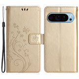EIDERWOOD Google Pixel 9 / 9 Pro Sommerfugle Læder Flip Cover m. Pung - Guld