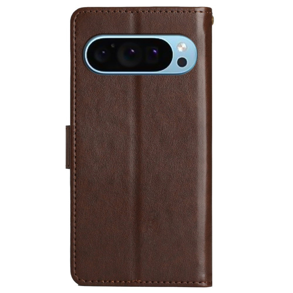 EIDERWOOD Google Pixel 9 / 9 Pro Sommerfugle Læder Flip Cover m. Pung - Brun