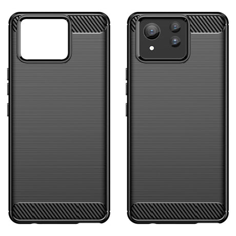 EIDERWOOD Asus Zenfone 11 Ultra Brushed Carbon Fiber Fleksibelt Plastik Bagside Cover - Sort