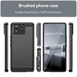 EIDERWOOD Asus Zenfone 11 Ultra Brushed Carbon Fiber Fleksibelt Plastik Bagside Cover - Sort