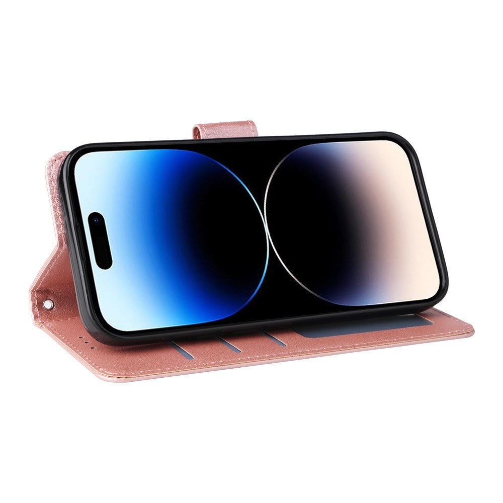 iPhone 14 Pro Max - EIDERWOOD Kunstlæder Flip Cover m. Strop - Rose Gold