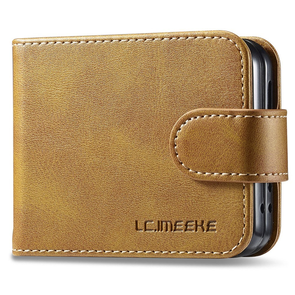 EIDERWOOD - Samsung Galaxy Z Flip7 FE / Flip6 Kunstlæder Flip Cover m. Kortholder & Ståfunktion - Lysebrun