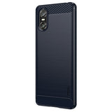 Sony Xperia 10 VI Mofi Brushed Carbon Fiber Fleksibelt Plastik Bagside Cover - Blå