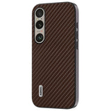 Sony Xperia 1 VI Carbon Fiber Læderbetrukket Bagside Cover - Brun