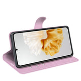 Huawei Pura 70 - EIDERWOOD Kunstlæder Flip Cover m. Kortholder & Ståfunktion - Lyserød