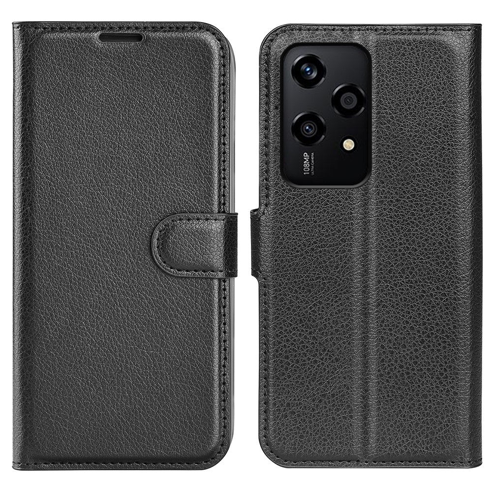 Honor 200 Lite - EIDERWOOD Kunstlæder Flip Cover m. Kortholder & Ståfunktion - Sort