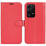 Honor 200 Lite - EIDERWOOD Kunstlæder Flip Cover m. Kortholder & Ståfunktion - Rød